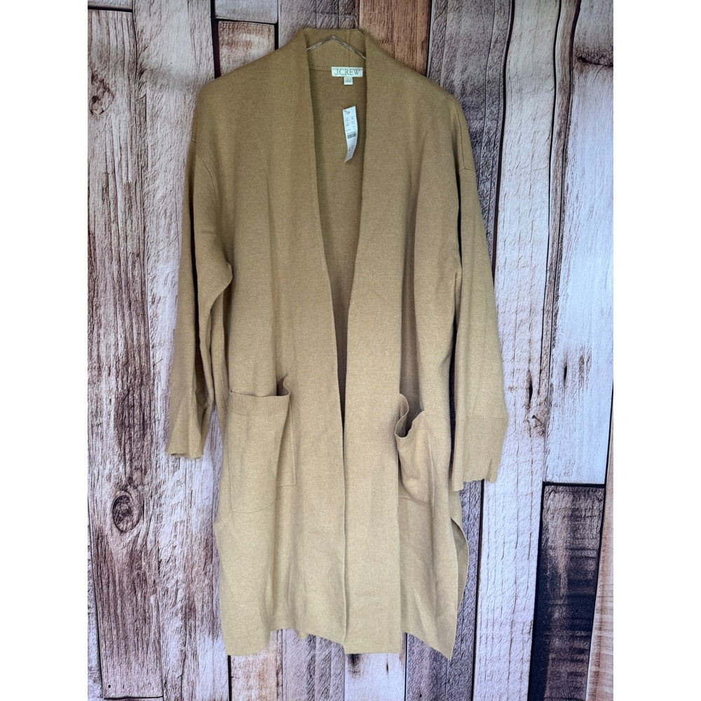 J.Crew Cardigan Sweater Blazer Heather Khaki Wool Blend Classic Preppy Large NWT